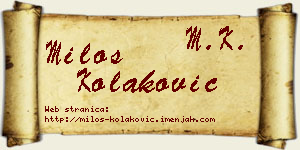 Miloš Kolaković vizit kartica